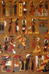 Tapeçaria na abadia de Saint-Pierre de Solesmes : Vida de São Bento, Solesmes, França