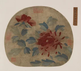 Tapeçaria: peônias, possivelmente dinastia Ming, 1368-1644.