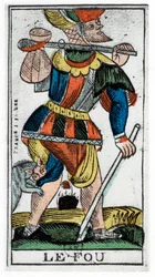 Carta de tarô do Louco, Jergot Tarot, século XVII.