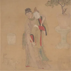 Oficial de tártaro com senhora loira, século XIX.