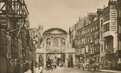 Temple Bar: o limite da cidade na costa no ano de 1878, c1935.