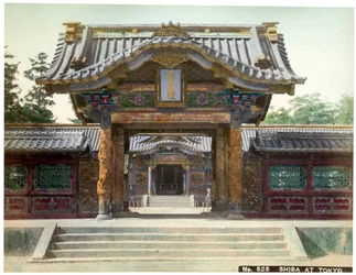 Portão do templo, Shiba, Tóquio, Japão, início do século XX
