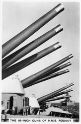 As armas de 16 polegadas do navio de guerra HMS Rodney, 1937