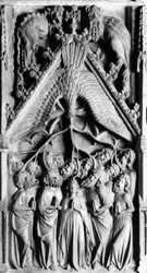 O Altar de Pormenores da Vida da Virgem. Baixo relevo por Jaume Cascalls (? -1378) Igreja de Nossa Senhora de Corneilla de Conflent (Pirenéus Orientais)