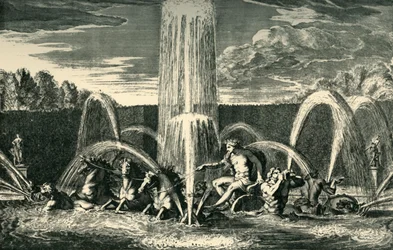 A fonte de Apolo nos jardins de Versalhes, França, 1683, 1903.
