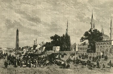 O At-Meidan - Hipódromo Antigo - Com Coluna de Teodósio, Constantinopla, 1890.