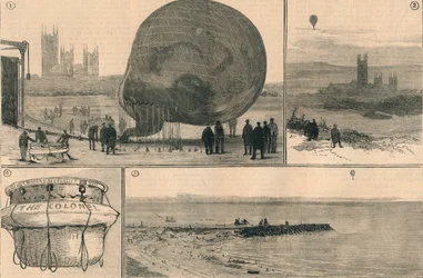 A tentativa de balão de viagem através do canal, 1882.