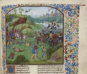 A Batalha da Ponte Radcot em 19 de dezembro de 1387, ca 1470-1475.