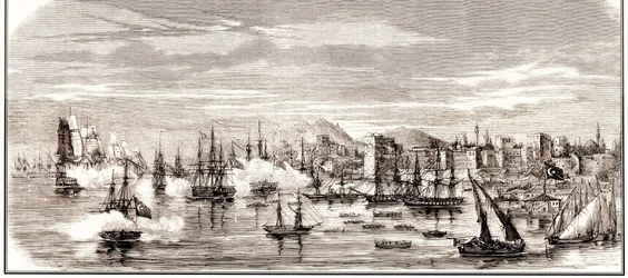 A Batalha de Sinop em 30 de novembro de 1853, meados do século XIX.