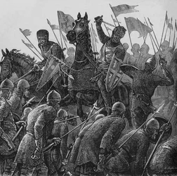 O Bispo de Durhams investiu em Falkirk, 22 de julho de 1298, c1880
