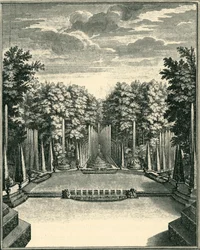O Bosquet du Théâtre dEau nos jardins de Versalhes, França, 1903.