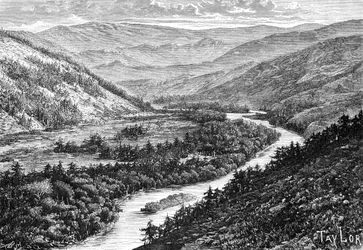O vale Bukhtarma nas montanhas Altay, 1895