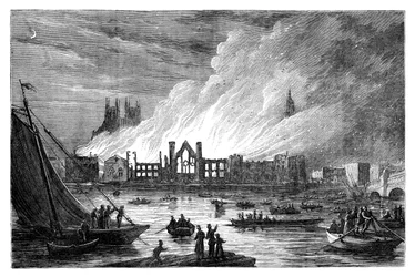 A queima das casas do Parlamento, Londres, 1834 c1895