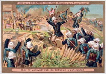 A captura de Marovoay pelos franceses, Madagascar, séculos XIX e XX