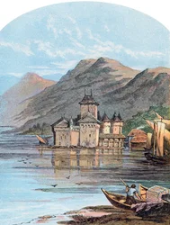 O Castelo de Chillon, Lago Genebra, Suíça, 1864