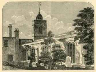 A Igreja de Allhallows, Barking, em 1750, c1872.