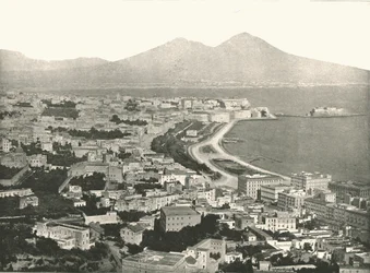 A cidade, baía e Vesúvio, Nápoles, Itália, 1895.