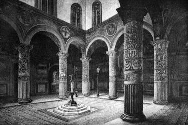 A corte do Palazzo Vecchio, Florença, Itália, 1882