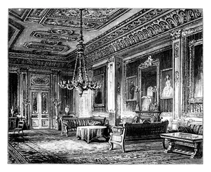 A sala de estar carmesim, Castelo de Windsor, c1888
