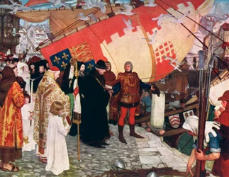 A partida de John e Sebastian Cabot ... em sua primeira viagem de descoberta em 1497, 1906