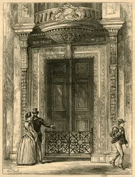 A porta do Saddlers Hall, 1897.