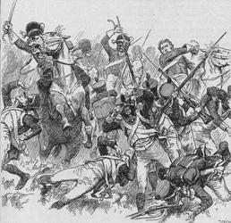 Os Dragões avançam, golpeando com suas longas e brilhantes espadas, 1902