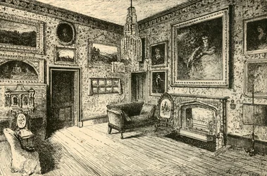A sala de estar em Abbotsford, 1882.