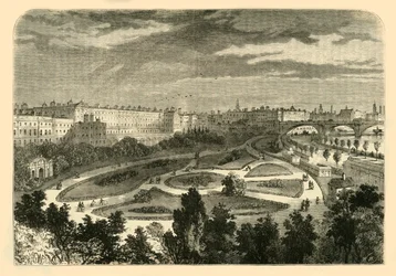 A terraplenagem, da ponte de Charing Cross, 1881.