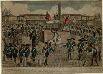 A execução de Maria Antonieta na Place de la Révolution em 16 de outubro de 1793, cerca de 1793