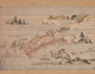 A cena final de Um longo conto para uma noite de outono Aki no yonaga monogatari, ca. 1400.