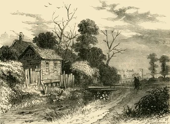 O rio Fleet, perto de St. Pancras, 1825, c1876.