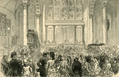 O sermão da flor na Igreja de St. Catherine Cree, c1872.