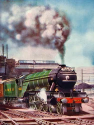 O escocês voador que sai da estação Kings Cross, transportado pelo nº 2563, 1935-36.