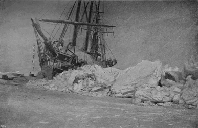 O Fram após uma pressão no gelo. 10 de janeiro de 1895, 1895 1897