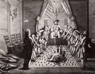 A cerimónia de iniciação dos maçons franceses, século XVIII