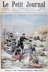 O cruzador francês da classe Linois Galiléia salvando marinheiros franceses, 1903