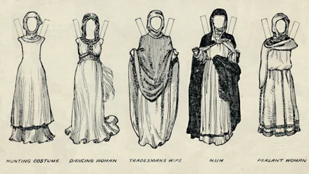 A Galeria de Traje Britânico: Tipos de Vestido no Início dos Tempos Plantagenet, c1934