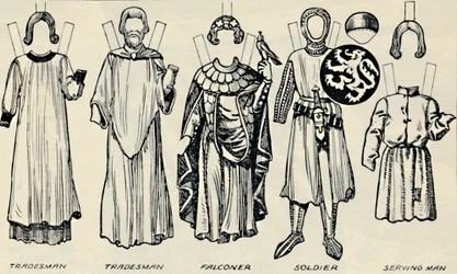 A Galeria de Trajes Britânicos: O que homens e mulheres usavam no tempo de Henry III, c1934