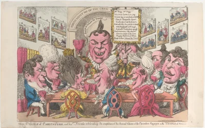 O Gênio da Caricatura e seus Amigos, celebrando a conclusão da Segunda..., 2 de julho de 1808.