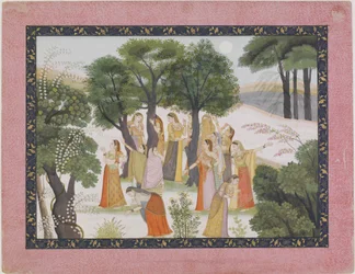 As Gopis Procuram Krishna de um Bhagavata Purana, ca. 1780.