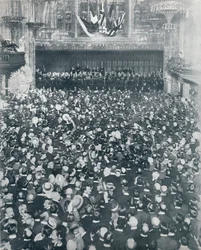 A Grande Reunião de Recrutamento no London Guildhall, 1914