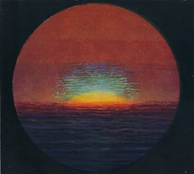 O flash verde ao pôr do sol, a mais rara cor prismática refratada pela atmosfera, c1935
