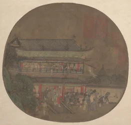 O Imortal Lü Dongbin Aparecendo sobre o Pavilhão Yueyang, final do século XIII e início do século XIV.