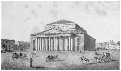 O Teatro Imperial Bolshoi Kamenny, São Petersburgo, Rússia, década de 1820.