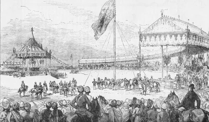 O Imperial Durbar em Delhi, Índia, em 1 de janeiro de 1877 1908.