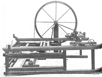 A engenhosa fiação Jenny inventada por James Hargreaves, c1925