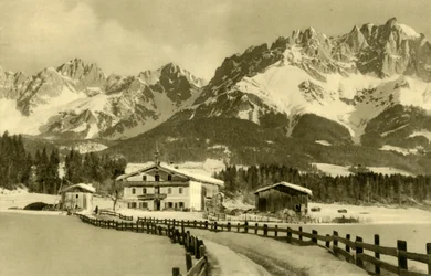 As montanhas de Kaiser, Oberndorf, Tirol, Áustria, c1935.