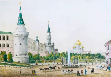 O Jardim do Kremlin, Moscou, Rússia, c1830s-c1840s.