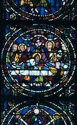 A Última Ceia, vitral, Catedral de Chartres, França, 1205-1215