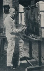 O falecido Gaston La Touche em seu estúdio, c1913.